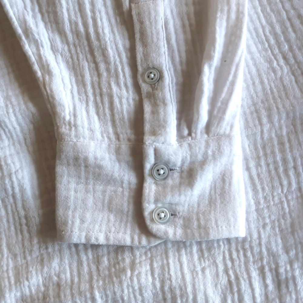 Talbots White 100% Cotton Gauze Long Sleeved Button Up Top Women's Size 1X - Picture 11 of 11